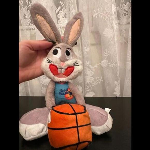Bark Basketball Bunny Plush Dog Toy - Sporty Squeaky Fun - Picture 1 of 2